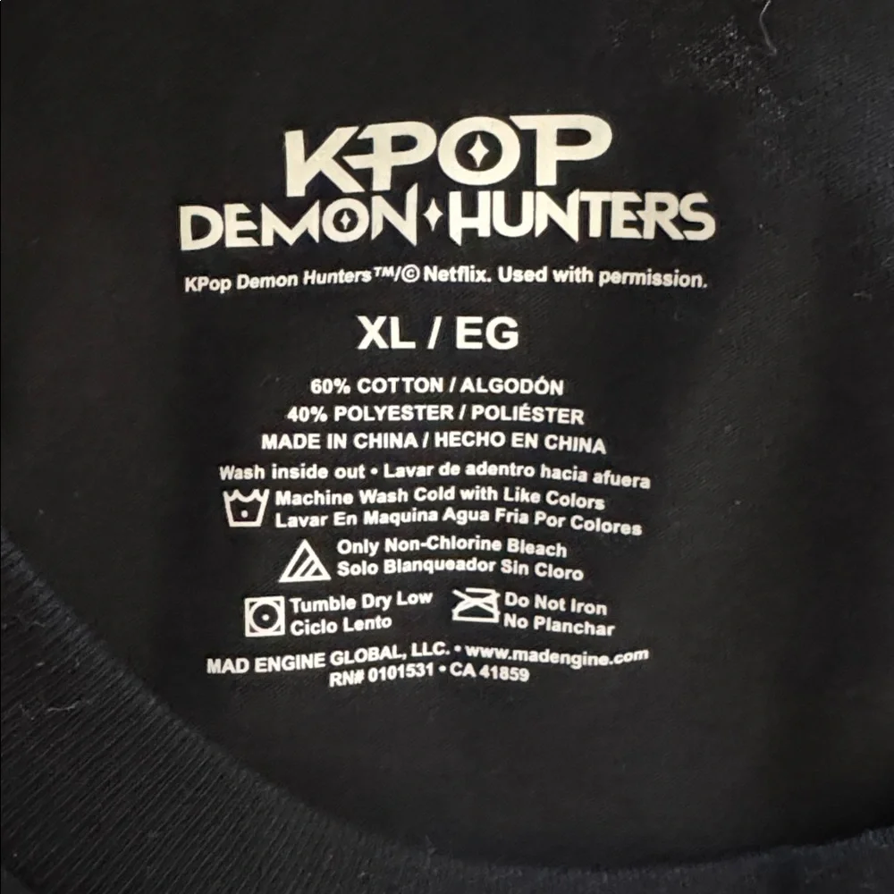 K-Pop Demon Hunters “Your Idol” Saja Boys Black T-Shirt Sz XL - Picture 6 of 6